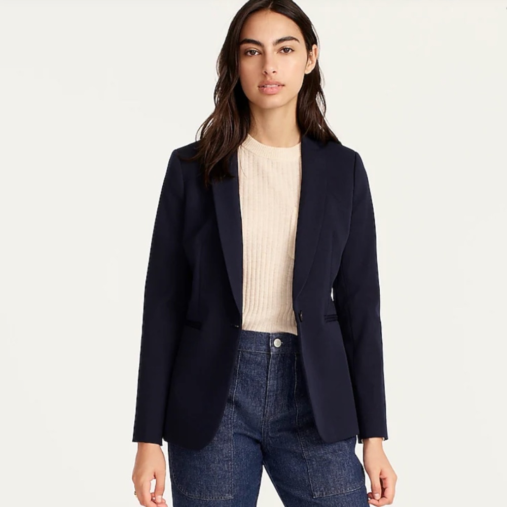 NWT J Crew Parke blazer in bi-stretch cotton, size 10, navy